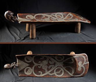 Rare African Congo Wood Prestige Bed w/ Brass Tacks (1 of 6)