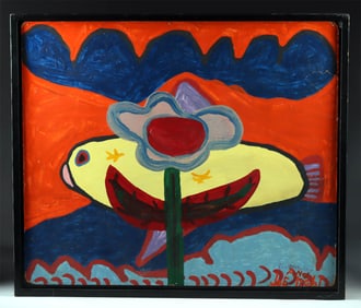 Outsider Art Joe Light & Rosie Light Painting "Big Fishes"