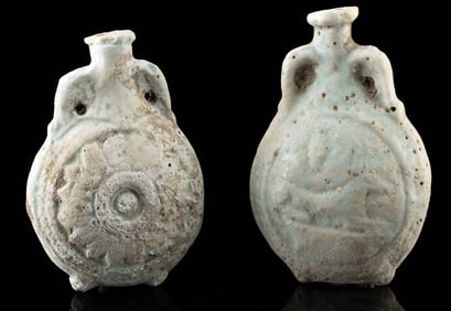 Egyptian Faience New Year's Flasks Anubis as Jackal (pr)