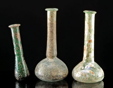 Trio of 1st C. Roman Glass Unguentaria