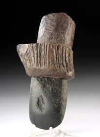 Neolithic Swiss Lake Dweller Stone Celt Blade, Antler Socket