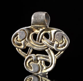 9th C. Viking Gilt Silver Pendant w/ Animals (Jellinge Style)