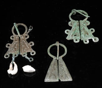 Trio Viking Rus / Finno-Ugric Bronze Penannular Brooches