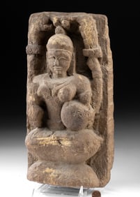 18th C. Indian Sandstone Panel of Deity Gajalakshmi