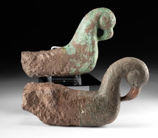 19th C. Indian Stone Turban Hangers, Bird Form (pr)