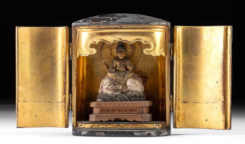 19th C. Edo Japanese Gilt Wood Zushi Bodhisattva Shrine (1 of 4)