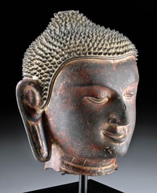 Early Lifesize Burmese / Thai Dry Lacquer Buddha Head