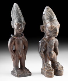 Two African Yoruba Wood Ibeji Twin Figures