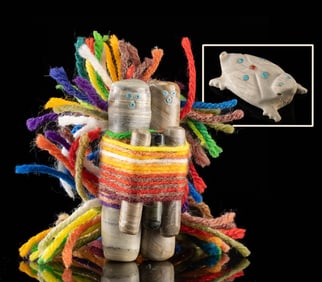 Zuni Antler Lizard Pendant & Navajo Stone Fetish Bundle