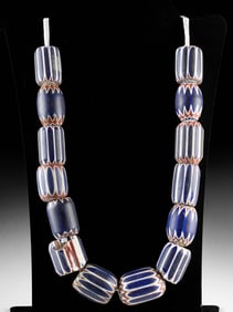 19th-Century Venetian Chevron Glass Trade Beads, 20 pcs