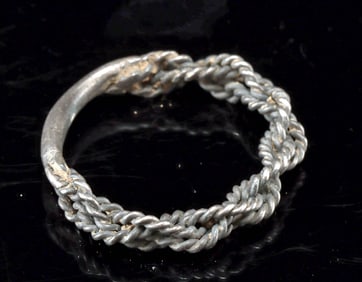 9th C. Viking Silver Ring – Twisted Strand Design (wearable)