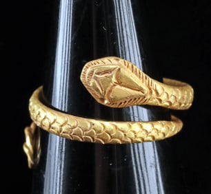 Romano-Egyptian 22K+ Gold Snake / Serpent Ring