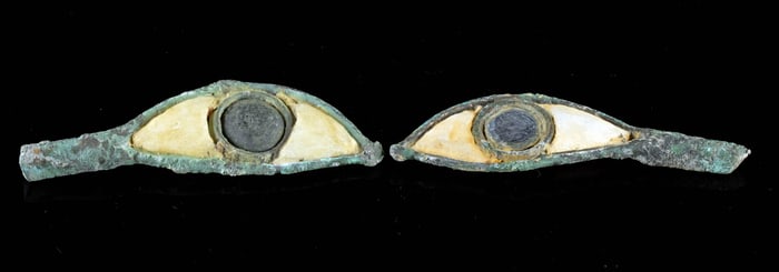 Egyptian Late Dynastic Funerary Inlaid Mask Eyes