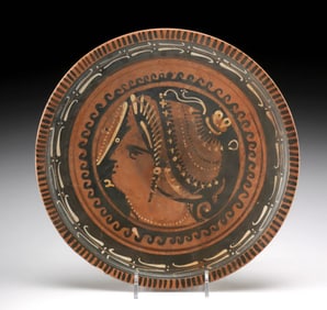 Apulian Red-Figure Plate w/ Lady of Fashion
