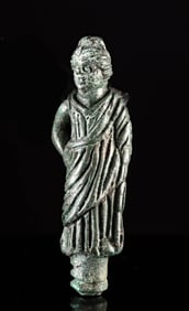 Roman Bronze Votive Statuette of a Draped Woman