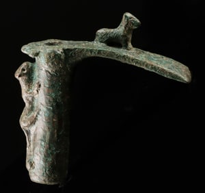 Luristan Bronze Ceremonial Adze – Feline and Ungulate Motif