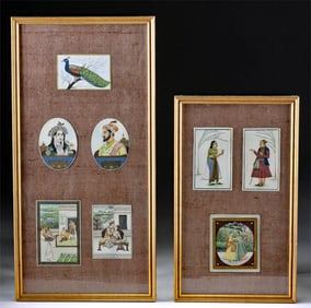 8 Indian / Persian Miniature Paintings on Camel Bone (framed)
