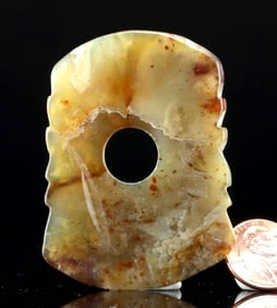 Chinese Hongshan Serpentine Axe-Form Pendant