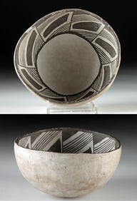 Prehistoric Anasazi Black-on-White Pottery Bowl