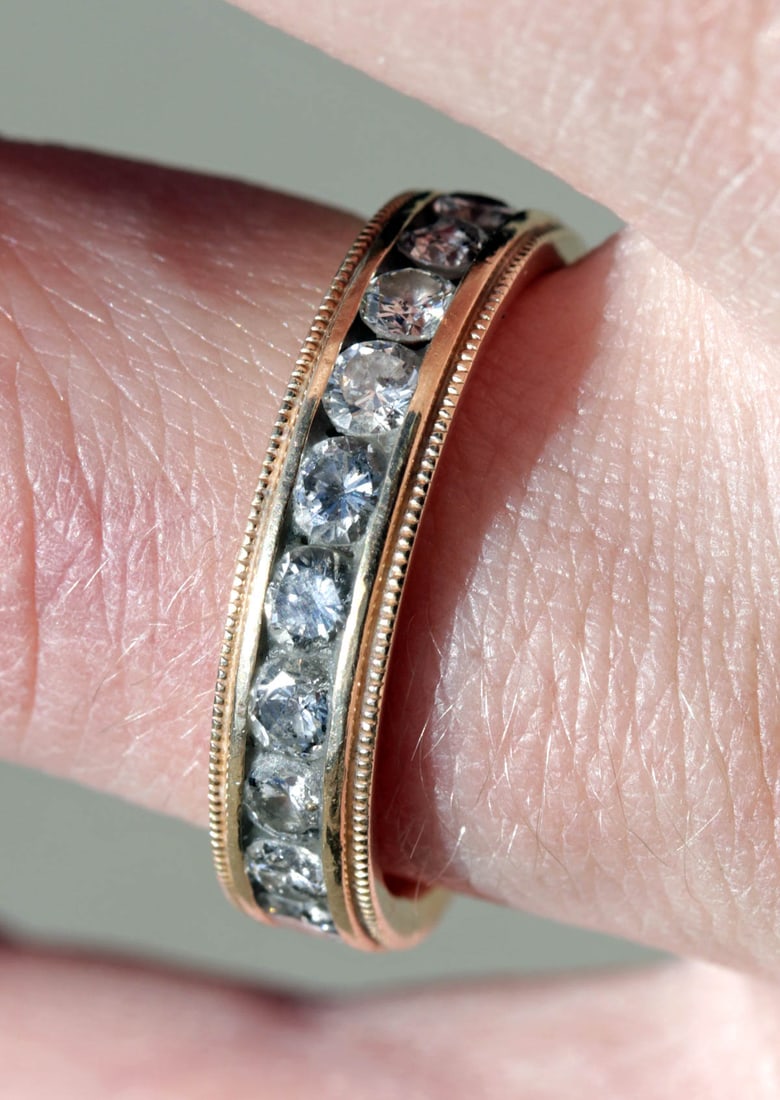 JST Custom 14 Karat Gold Ring w/ 11 Inset Diamonds (1 of 4)