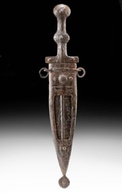 Ancient Celtiberian Iron Biglobular Dagger / Frame Scabbard