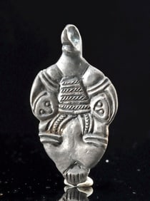 9th C. Viking Silver Pendant Stylized Mythical Form