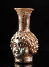 Roman Sidonian Amber Glass, Janiform Youthful Heads