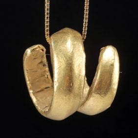 Exquisite Sumerian 21K Gold Hair Ring (on Gold Chain)