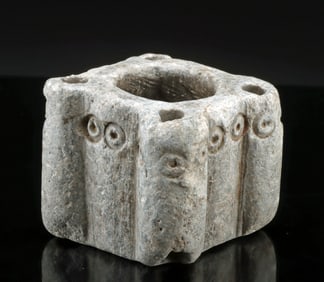 Ancient Bactrian Schist Kohl / Oil Vessel, Lug Suspension