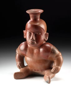 Superb Colima Redware Effigy Vessel Hunchback Dwarf