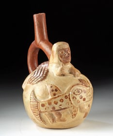 Moche IV Stirrup Vessel - Crab Deity & Bonito Warrior
