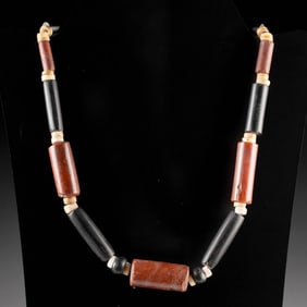 Pre-Columbian Colombia Necklace w/ Carnelian, Shell & Stone Beads
