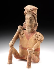Jalisco Seated Warrior Figure w/ Club & Blood Bowl