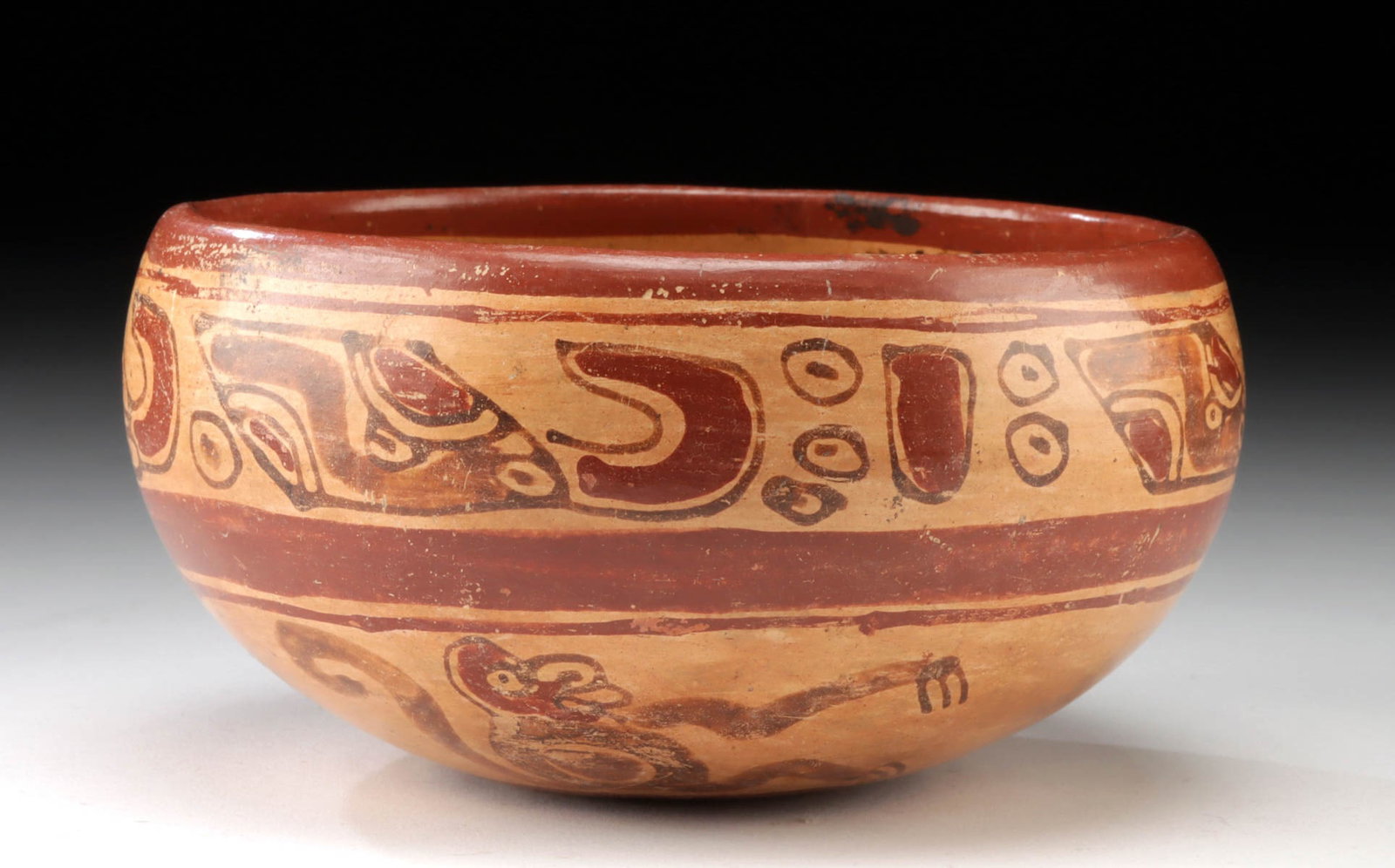 Mayan Copador Polychrome Bowl w/ Monkeys & Pseudo-Glyphs (1 of 3)