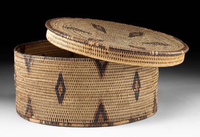 Indigenous Philippine Coiled Basket with Fitted Lid