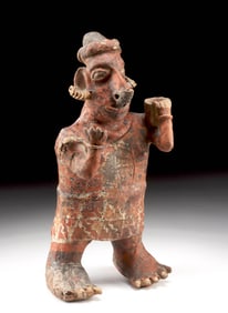 Large Nayarit Pottery Standing Semi-Nude Female Figure