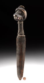 Rare 1800s Tlingit Copper Potlatch Knife w/ Bear Head