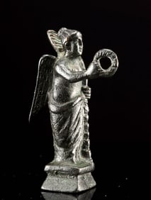 Roman Brass Standing Winged Victoria w/ Wreath & Palm