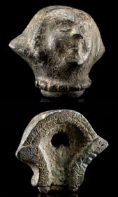 Roman Bronze Oil Lamp with Anthropomorphic Face