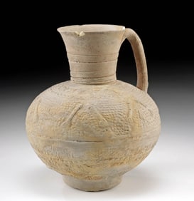 12th C. Islamic Pottery Pitcher w/ Press-Molded Motifs