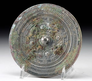 Chinese Han Dynasty Bronze Mirror w/ Animals