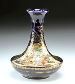Japanese Meiji Gilt Porcelain Satsuma Vase, Kusube?