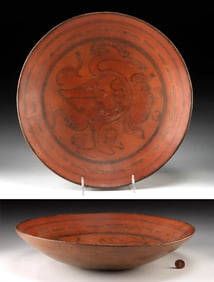 Maya Pottery Plate - Stylized Bird in Burnt Orange
