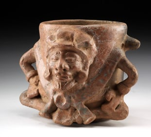 Maya-Toltec Pottery Jar - Old God Huehueteotl