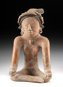 Veracruz Seated Female Figure w/ Feathered Headdress