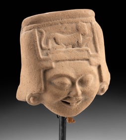Veracruz Pottery Sonriente Head in Monkey Headdress