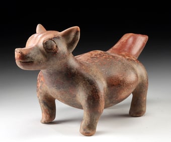 Colima Redware Dog Vessel - Portly Form w/ Spouted Tail
