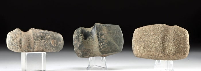 Three Prehistoric Hohokam Grooved Stone Axe Heads