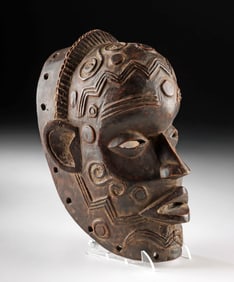Exhibited Rare African Lulua Wood Scarification Mask