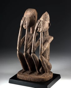 19th C. Mali Dogon Wood Mourning Figures, Dyougou Serou